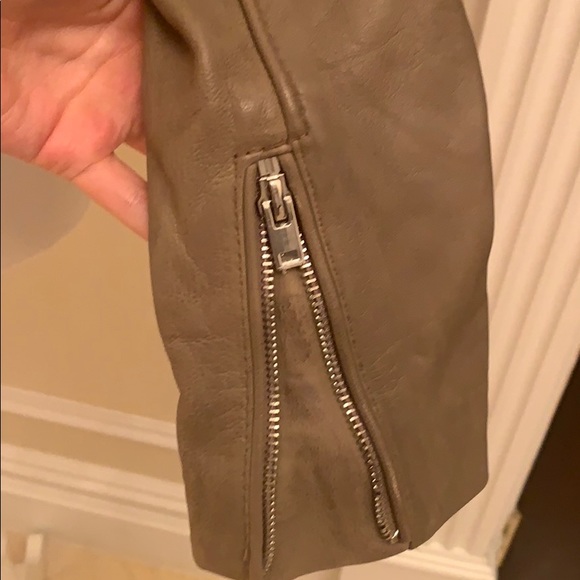 Zara Taupe Leather Jacket - Picture 6 of 9